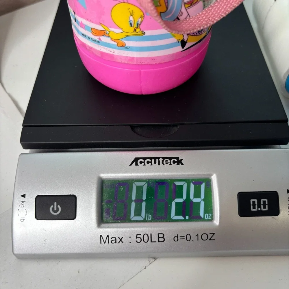 VTG 90s Six Flags Looney Tunes Souvenir Pink Cup Tweety Bird Sylvester Flomo SEE